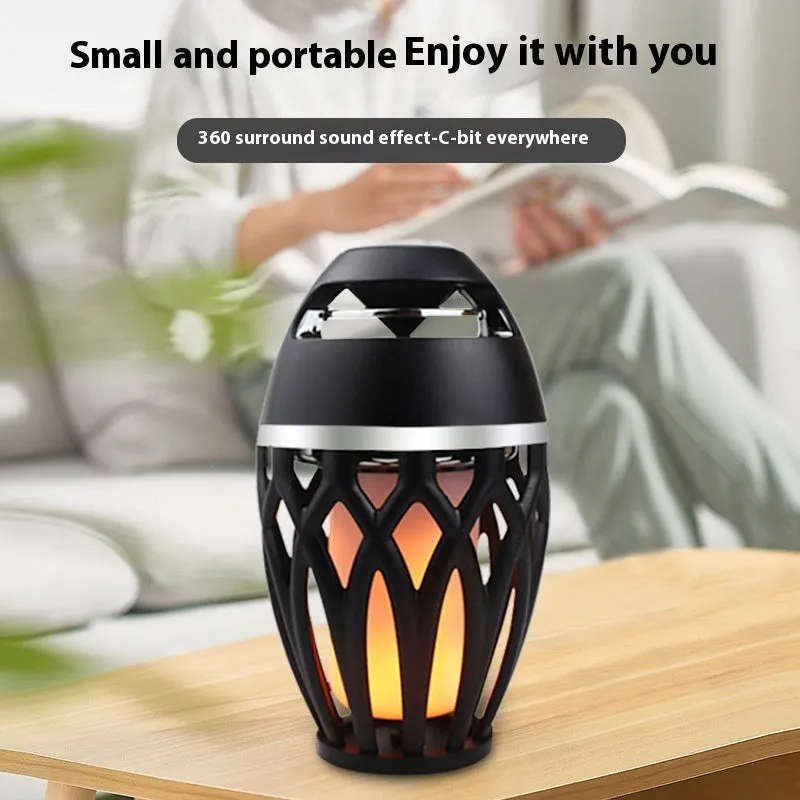 Black Bluetooth Flame Light Speaker with LED torch effect and USB cable