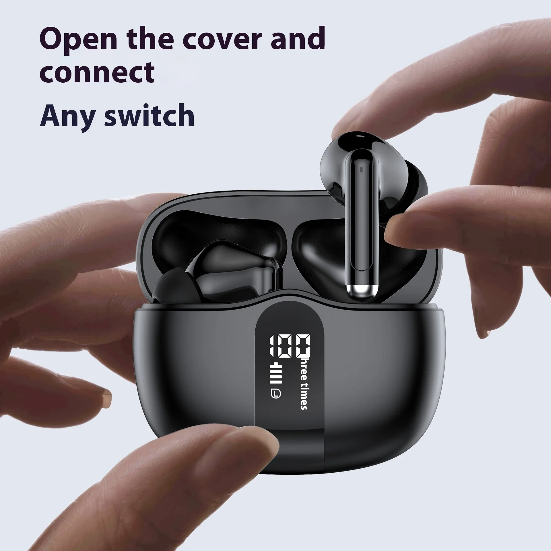 MOQ2000 noise-canceling in-ear sports Bluetooth headset in black with charging case