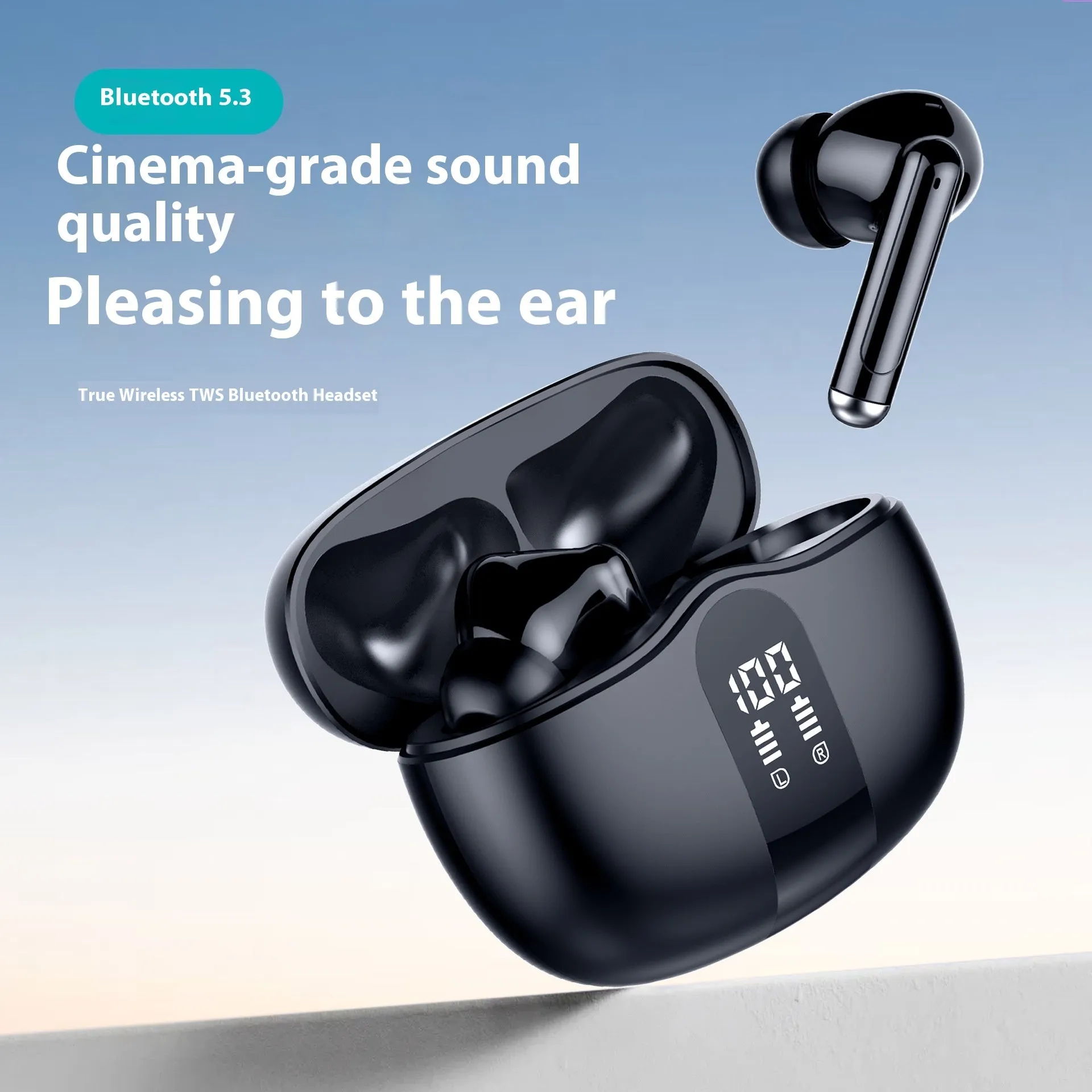 MOQ2000 noise-canceling in-ear sports Bluetooth headset in black with charging case