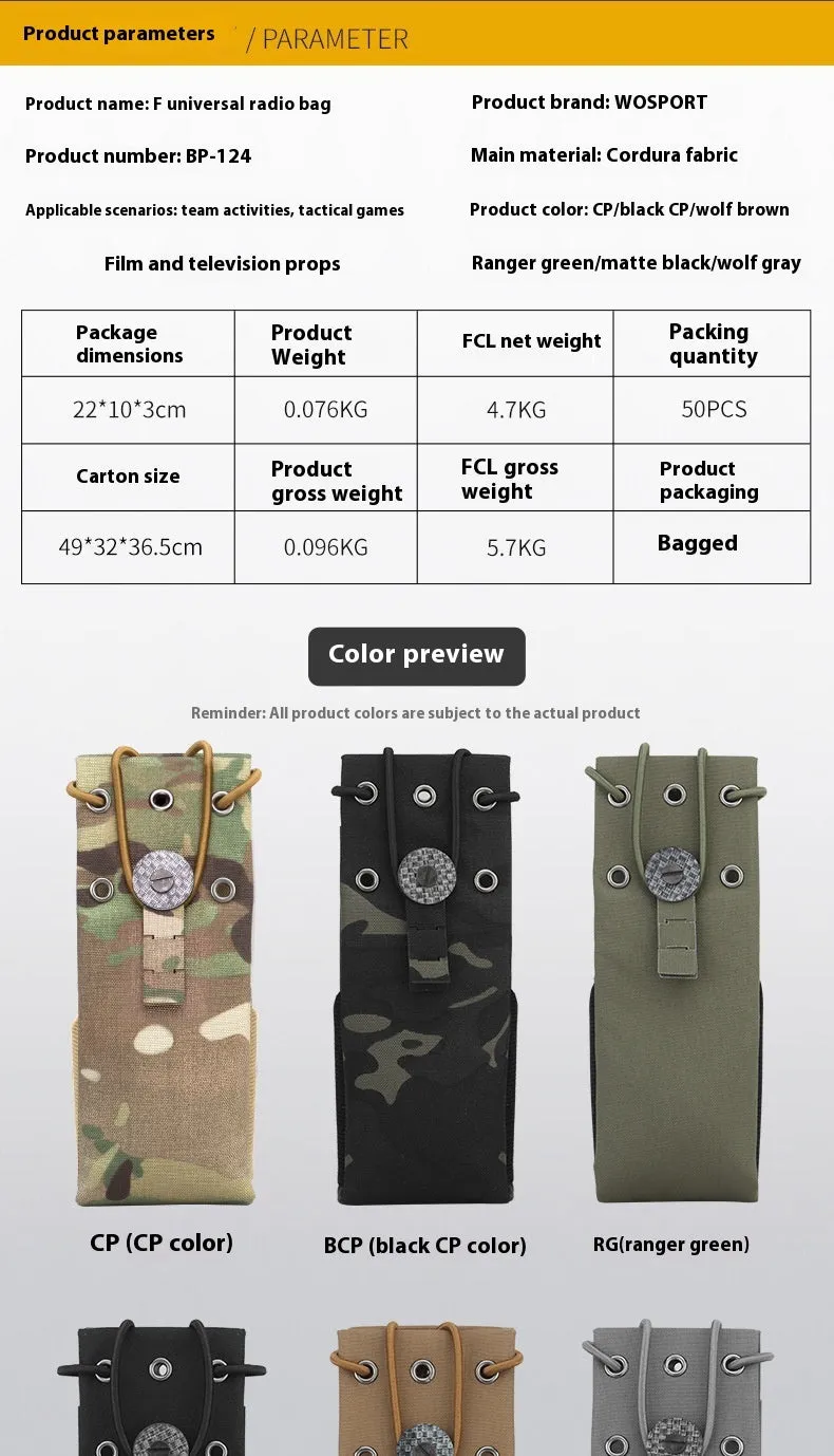 Universal walkie-talkie storage bag in BCP colour for MPU5 PRC 163 models