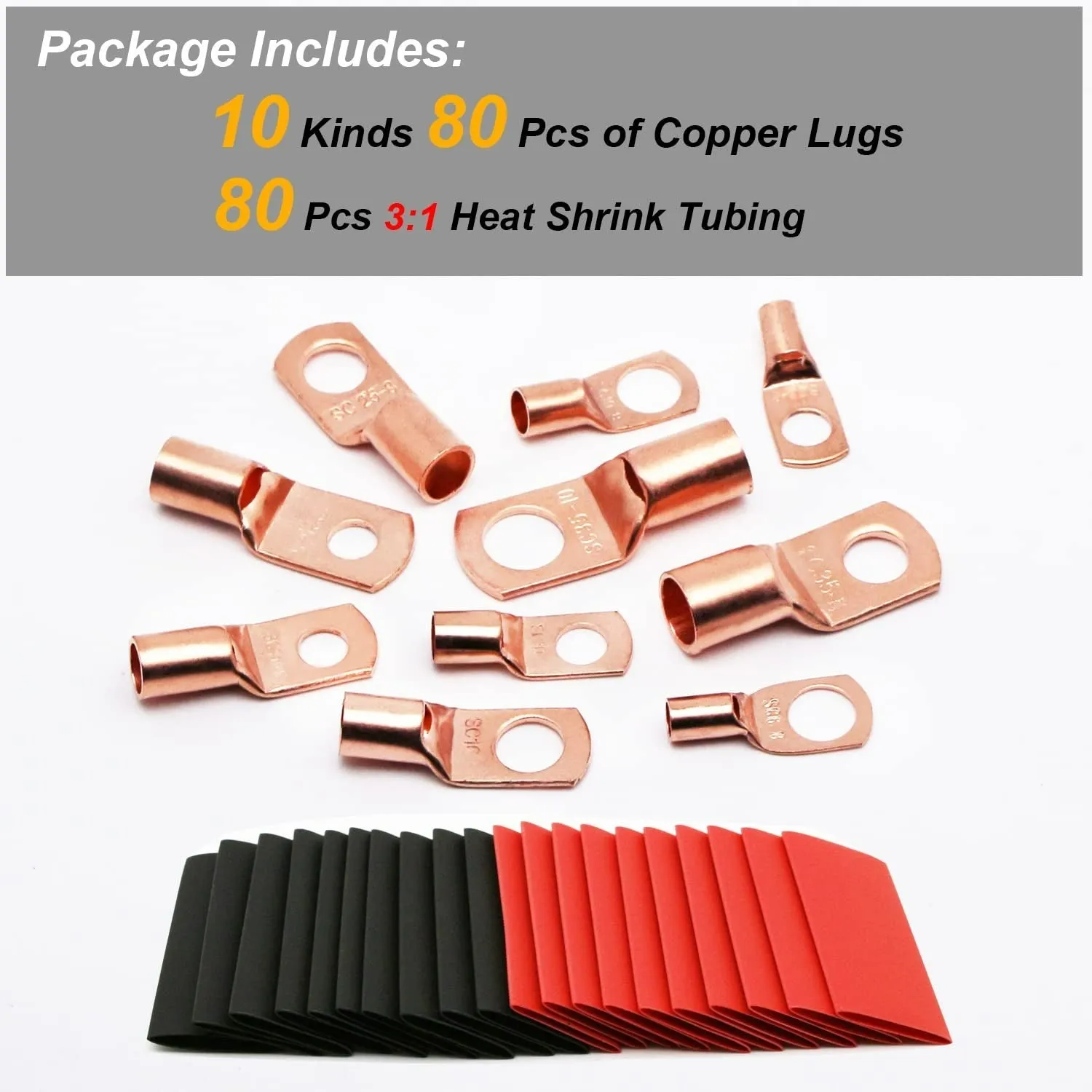 160pcs copper tube terminal soft sheath combination wiring kit in gold