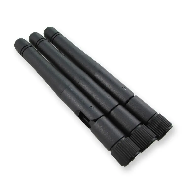 2.4G wireless module router antenna with 50 Ohm impedance, black cable, crochet Hoy mount, on white background