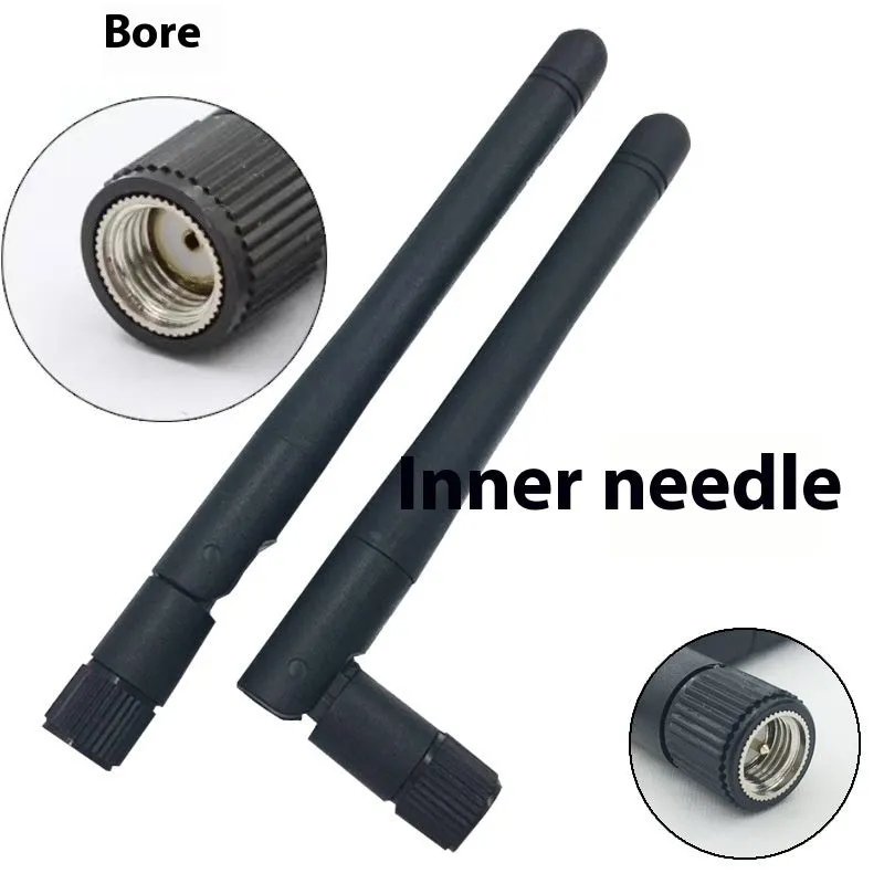 2.4G wireless module router antenna with 50 Ohm impedance, black cable, crochet Hoy mount, on white background