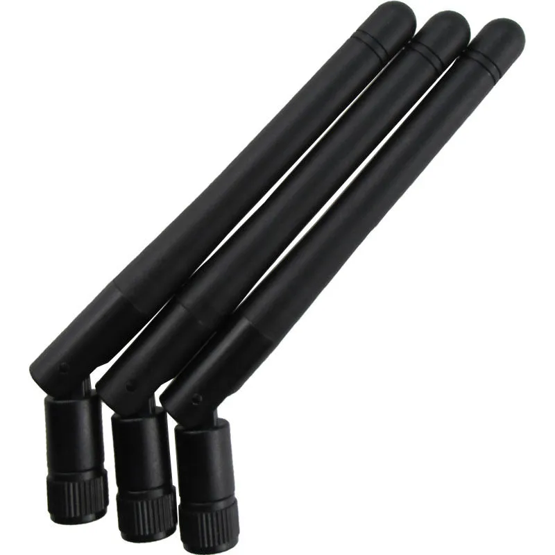 2.4G wireless module router antenna with 50 Ohm impedance, black cable, crochet Hoy mount, on white background