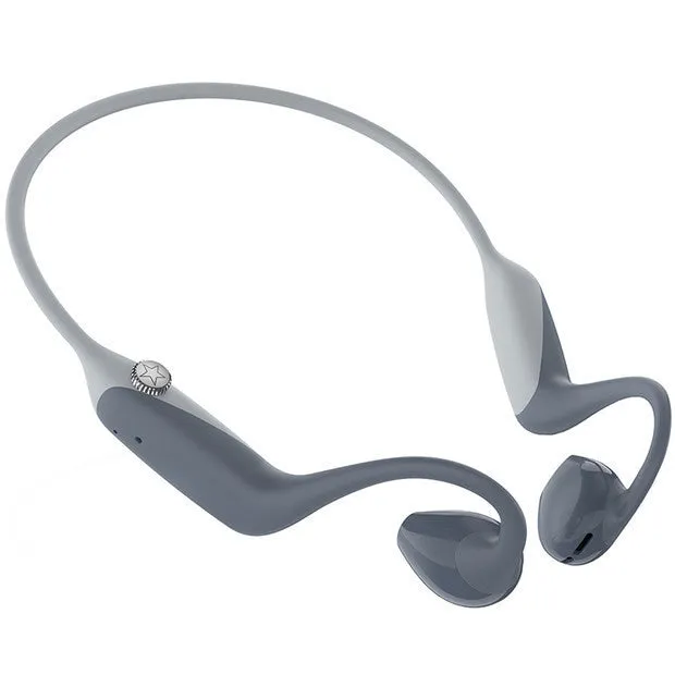 Bone conduction air conduction open sports Bluetooth headset in blue with ear hook design