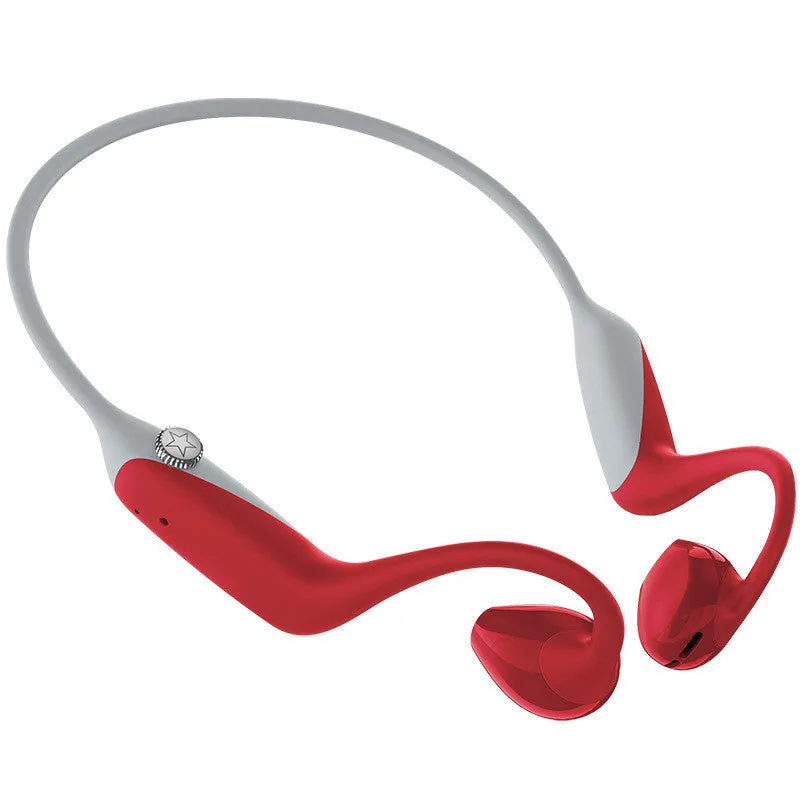 Bone conduction air conduction open sports Bluetooth headset in blue with ear hook design