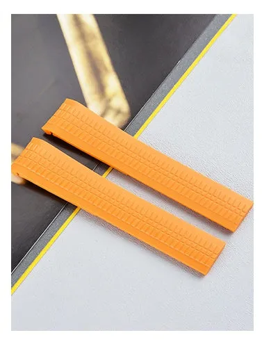 21mm rubber watch strap with folding buckle in black and silver finish