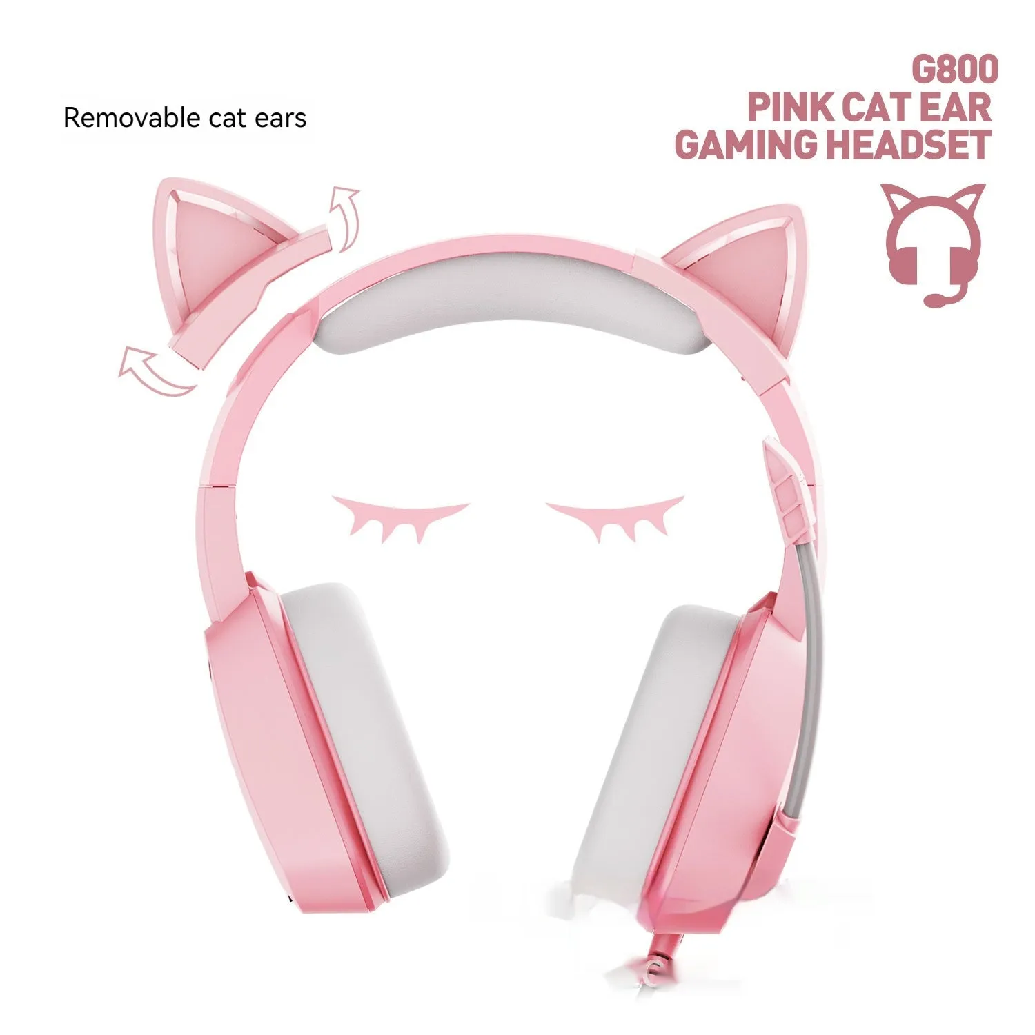 Headworn wired earphones with 50mm driver and line control, pink plextone finish, braided cable, L-shaped 3.5mm plug