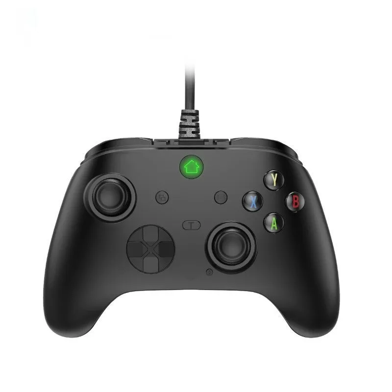 Six-in-one wired game controller with macro programming for PC and PS in black