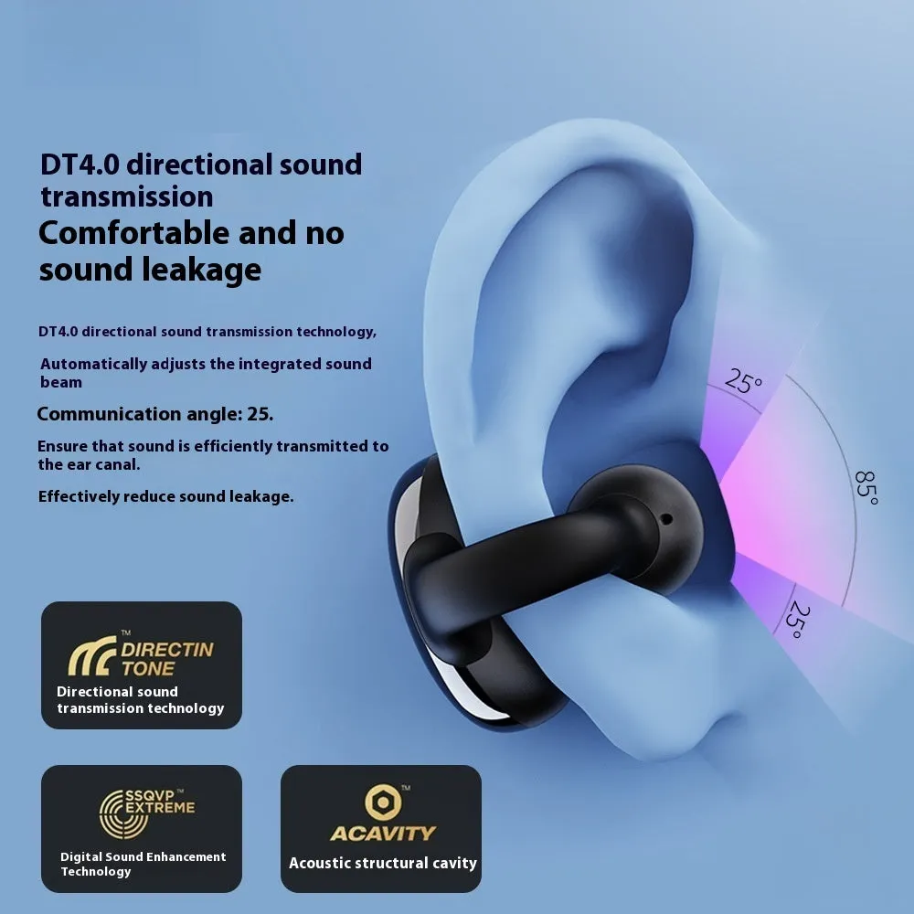 Clip-on true wireless Bluetooth headset sports non in-ear stereo earphone black white colour