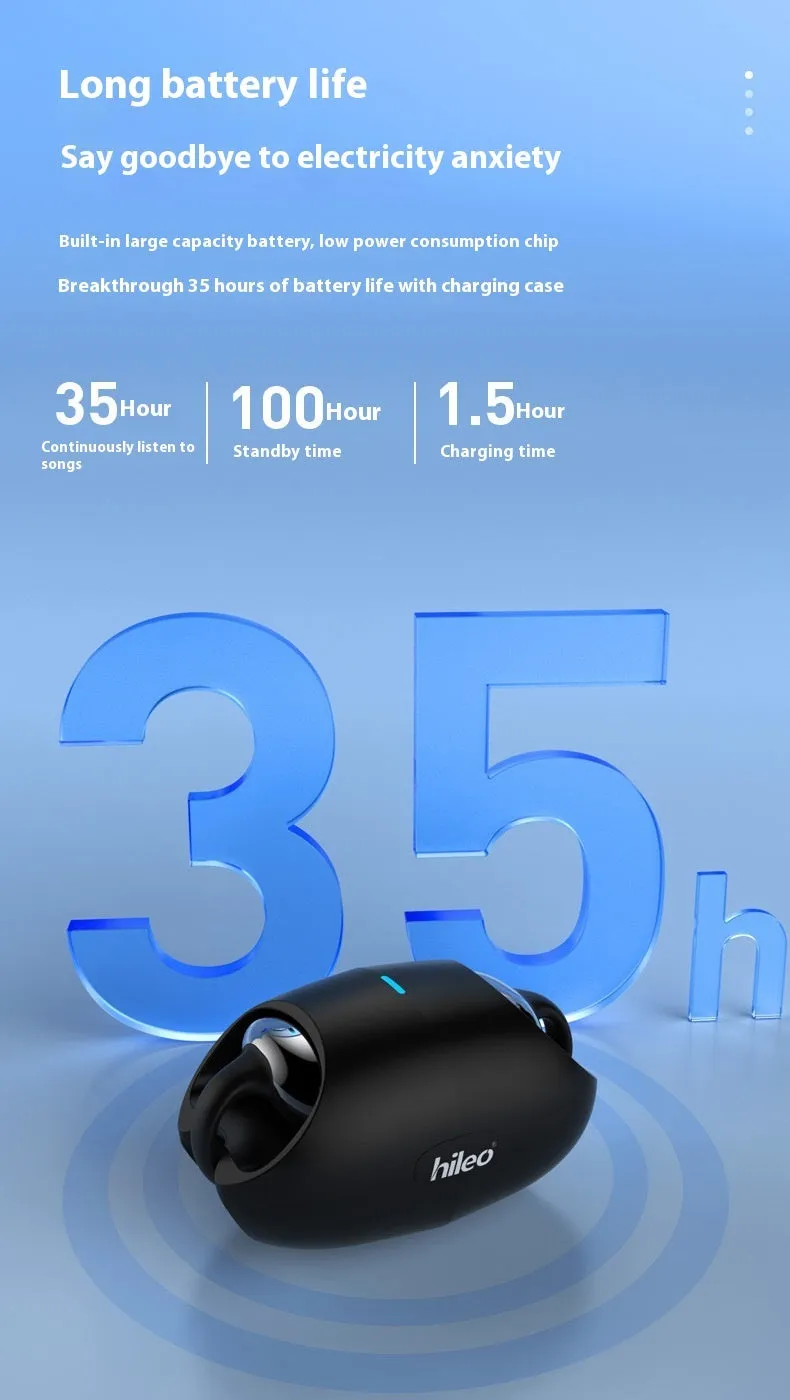 Clip-on true wireless Bluetooth headset sports non in-ear stereo earphone black white colour