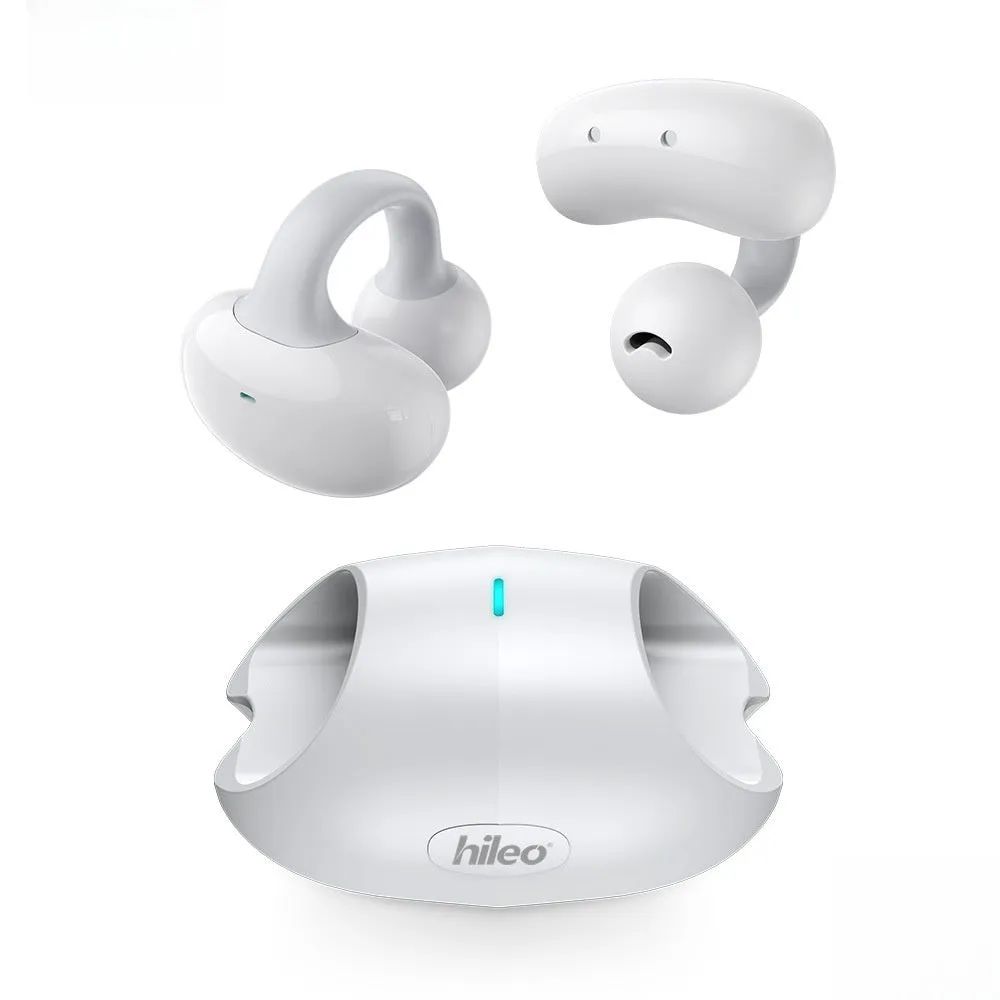 Clip-on true wireless Bluetooth headset sports non in-ear stereo earphone black white colour