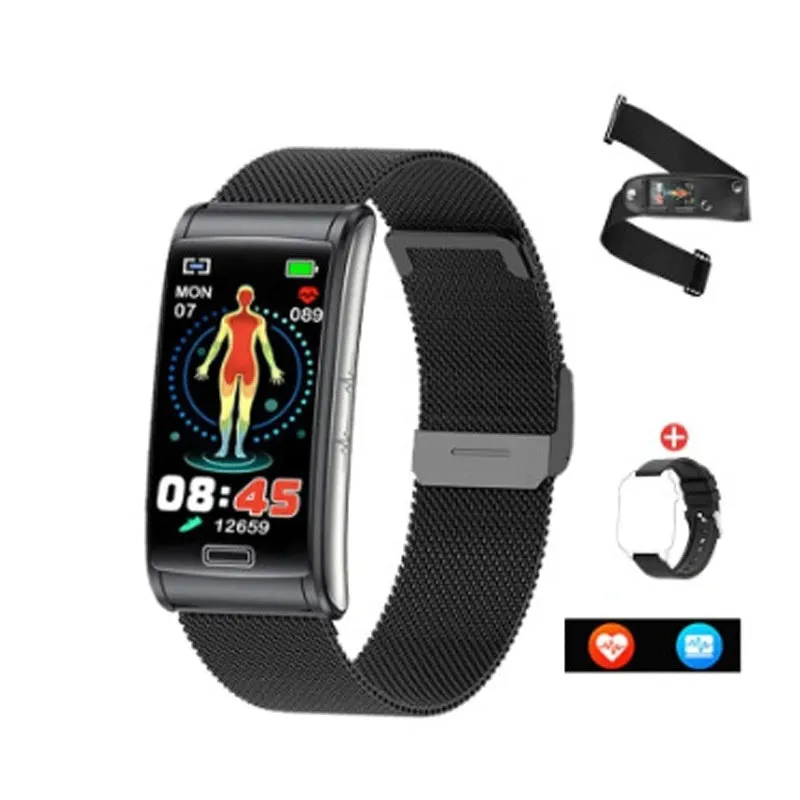 E600 smart watch with non-invasive blood sugar testing on wrist display