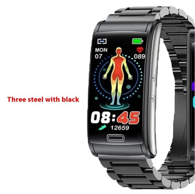 E600 smart watch with non-invasive blood sugar testing on wrist display