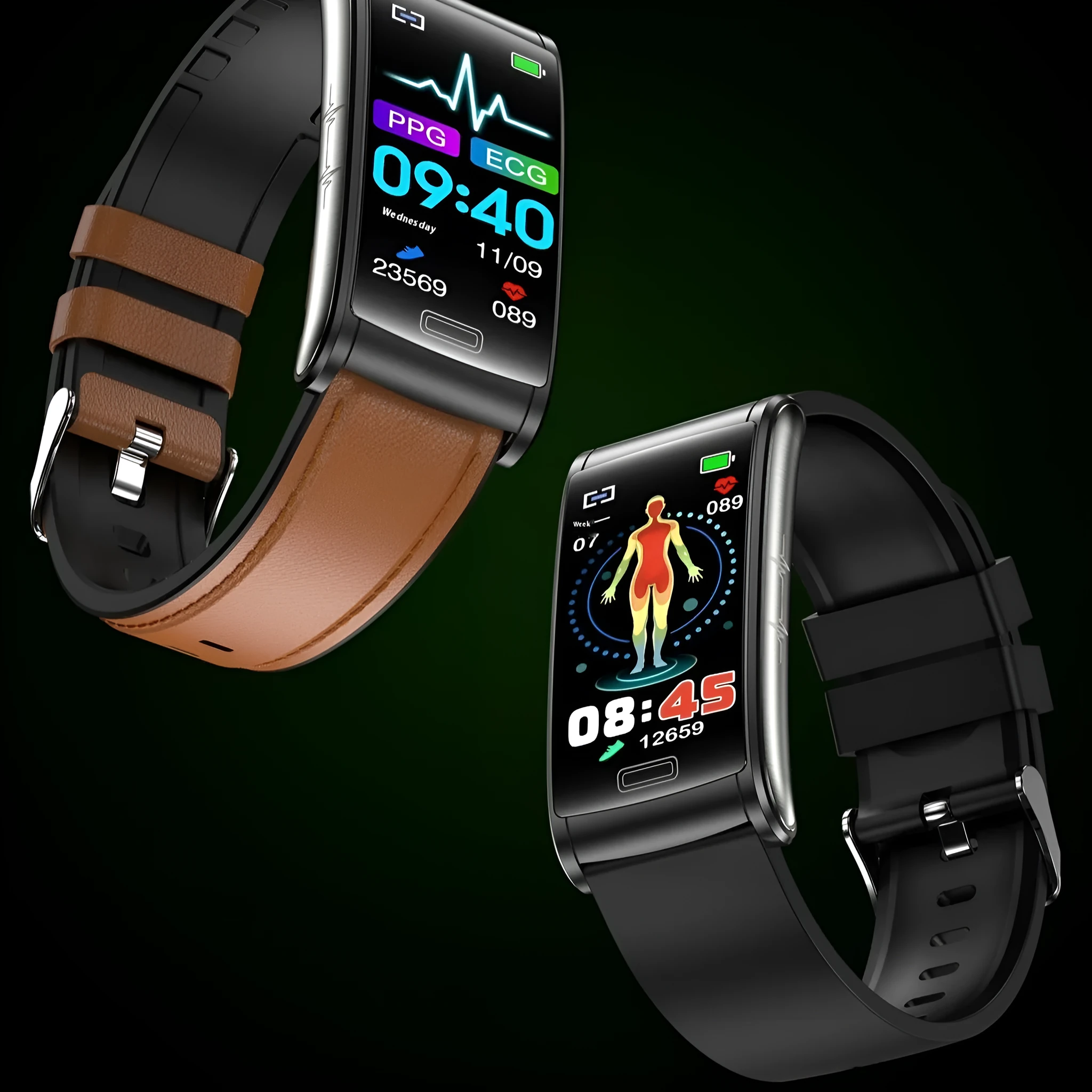 E600 smart watch with non-invasive blood sugar testing on wrist display