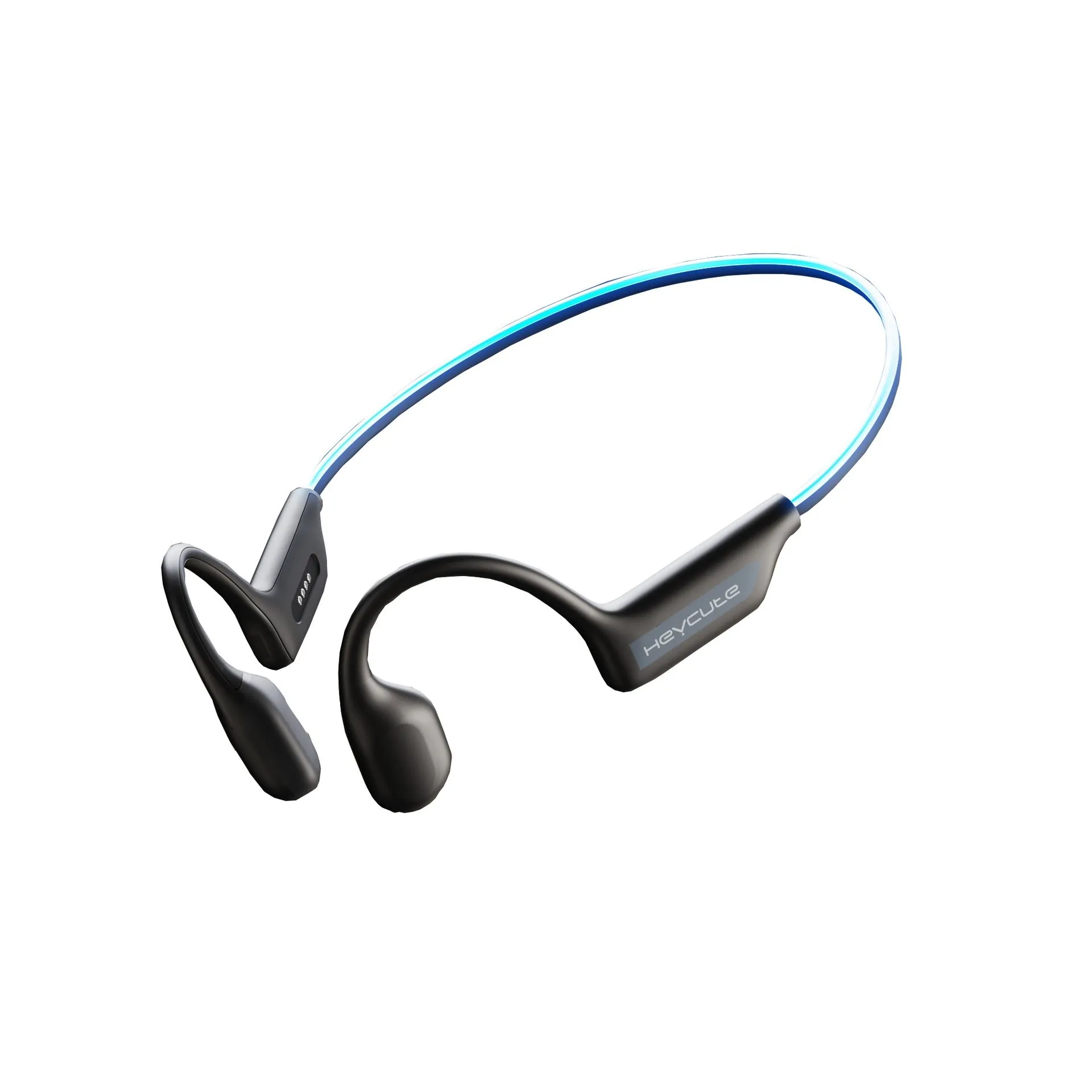Sports neck hanging waterproof bone conduction Bluetooth earphones in Classic Black with breathing light