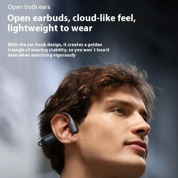 Sports neck hanging waterproof bone conduction Bluetooth earphones in Classic Black with breathing light