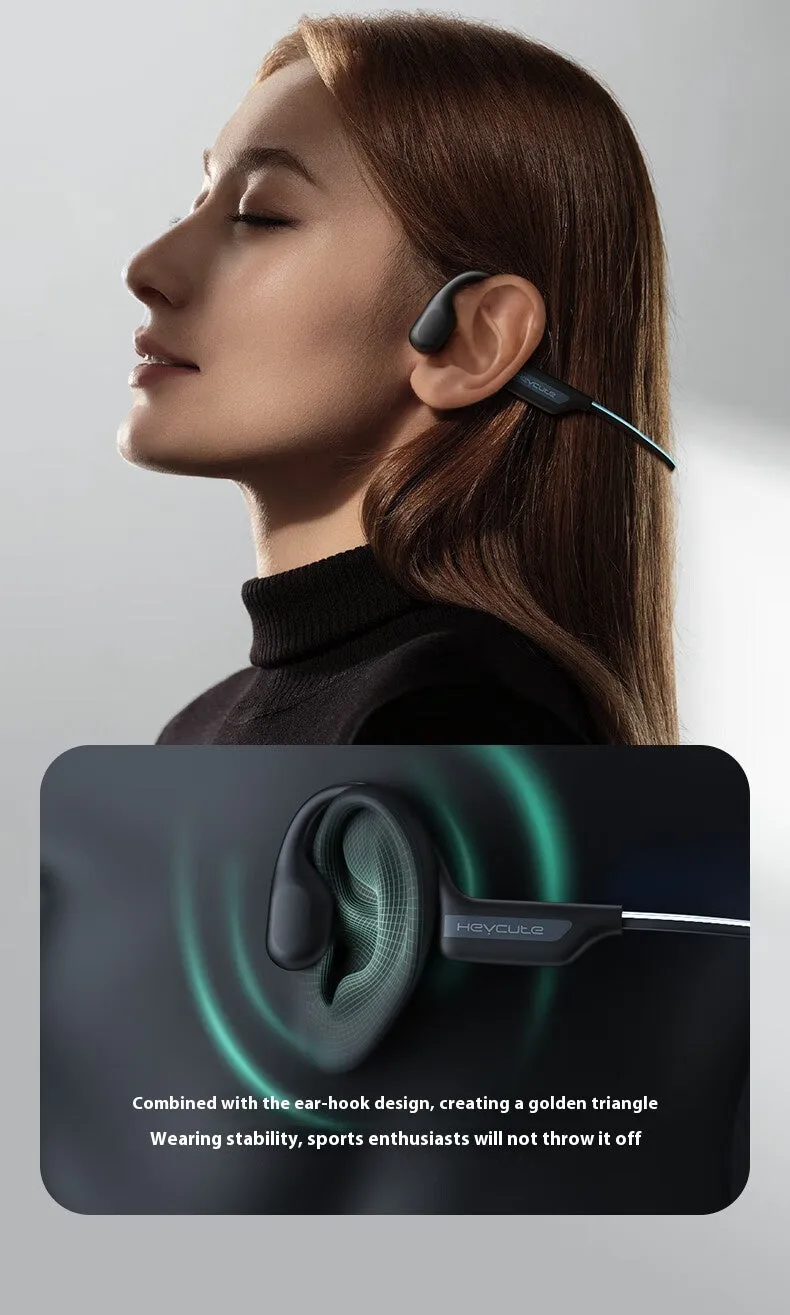 Sports neck hanging waterproof bone conduction Bluetooth earphones in Classic Black with breathing light