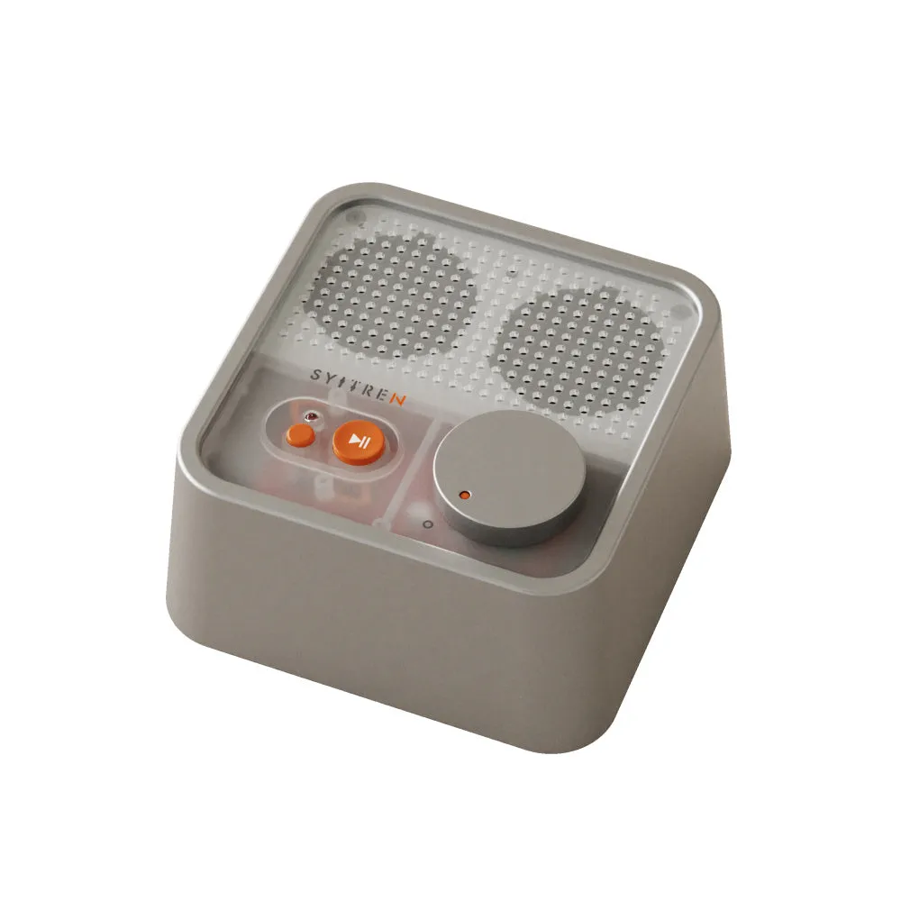 Mini retro Bluetooth speaker in Milk White with compact design, 105mm x 105mm x 50mm