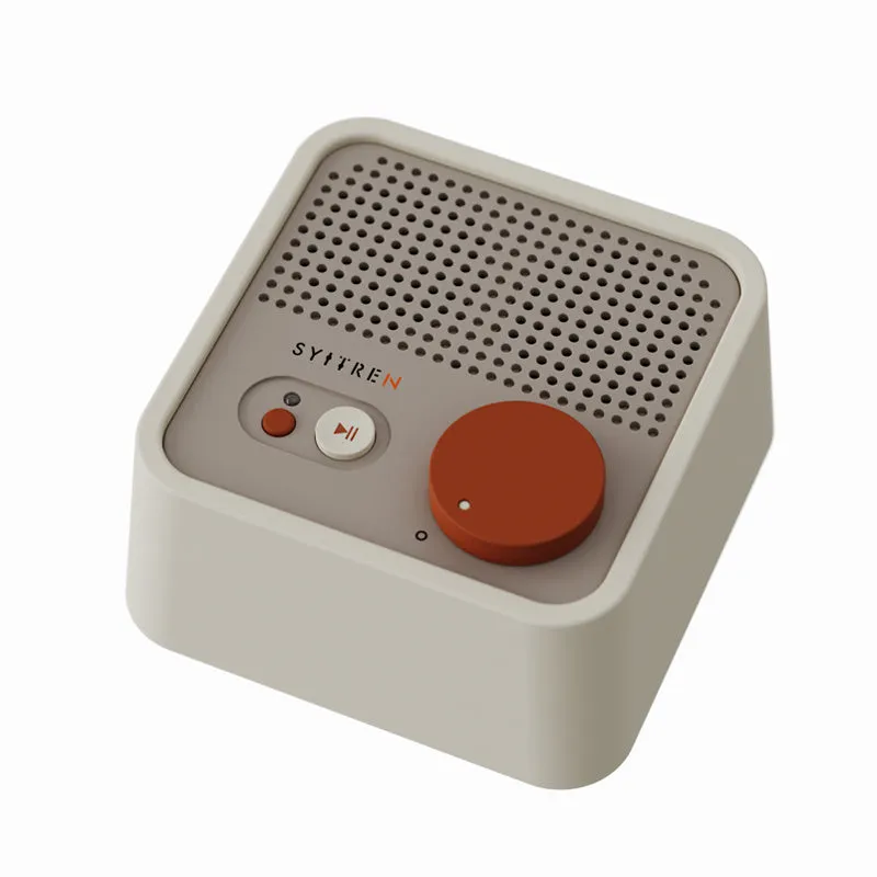 Mini retro Bluetooth speaker in Milk White with compact design, 105mm x 105mm x 50mm