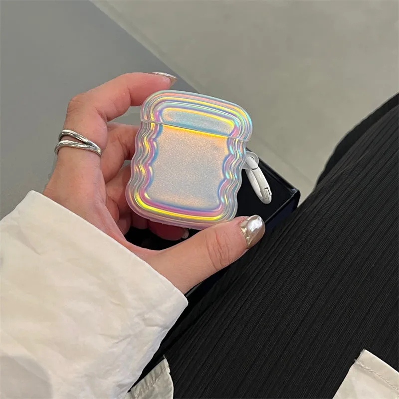 Silicone case for AirPods with a colour-changing magic laser ring on a white background.