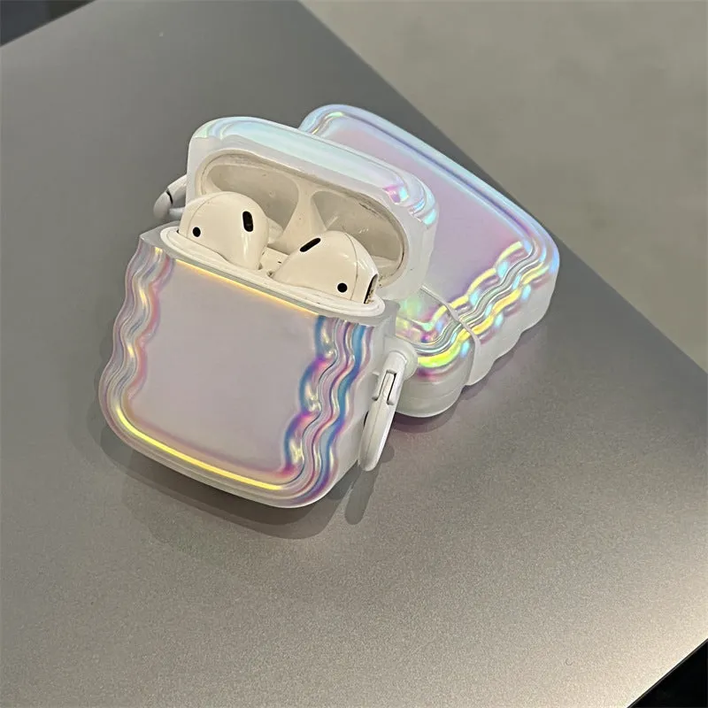 Silicone case for AirPods with a colour-changing magic laser ring on a white background.