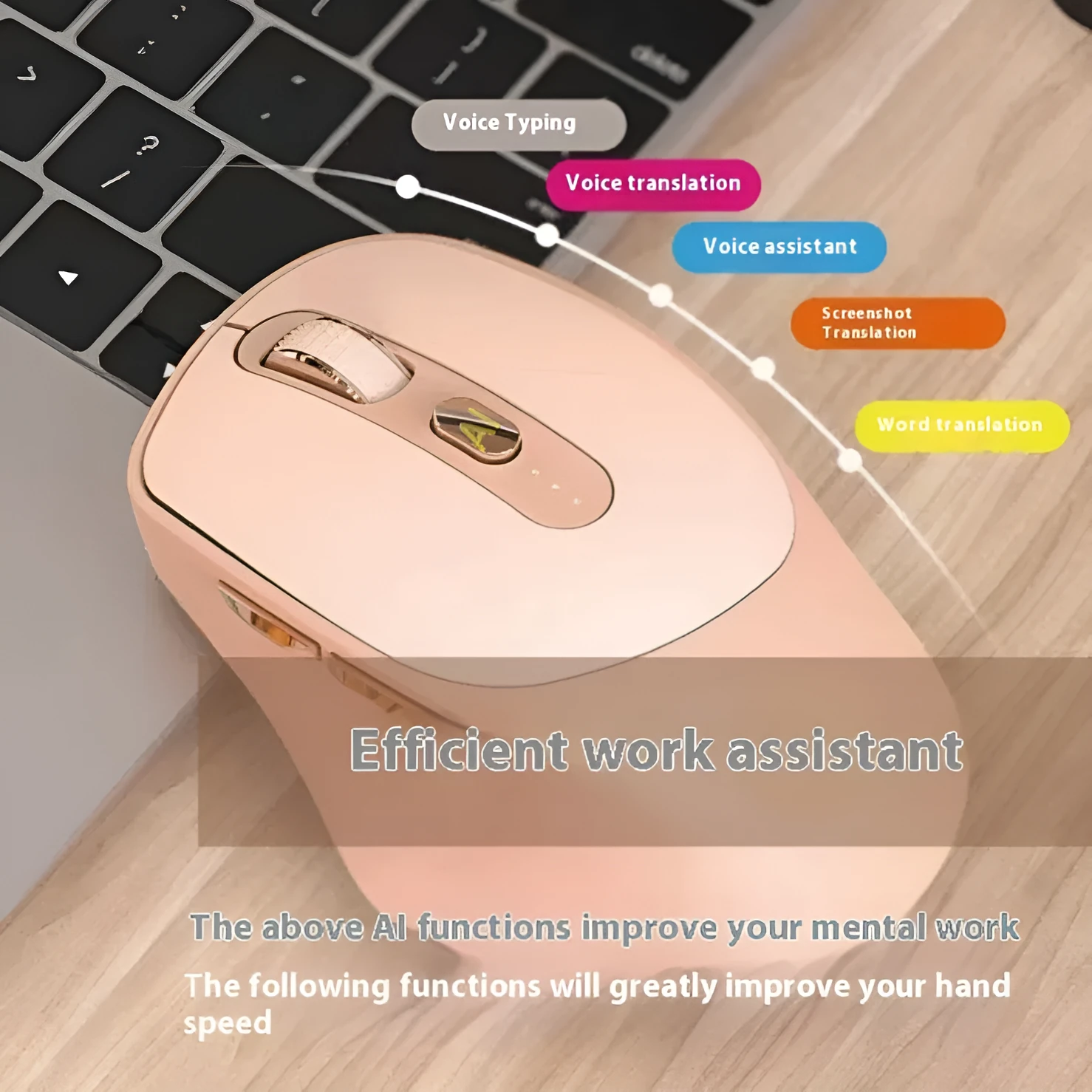 White wireless Bluetooth smart mouse with translation function for office drawing and PPT