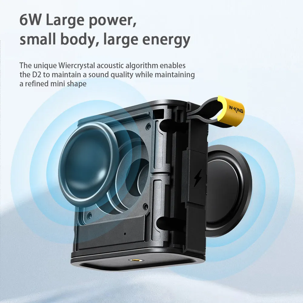 Black portable Bluetooth speaker with compact waterproof design, shown front view