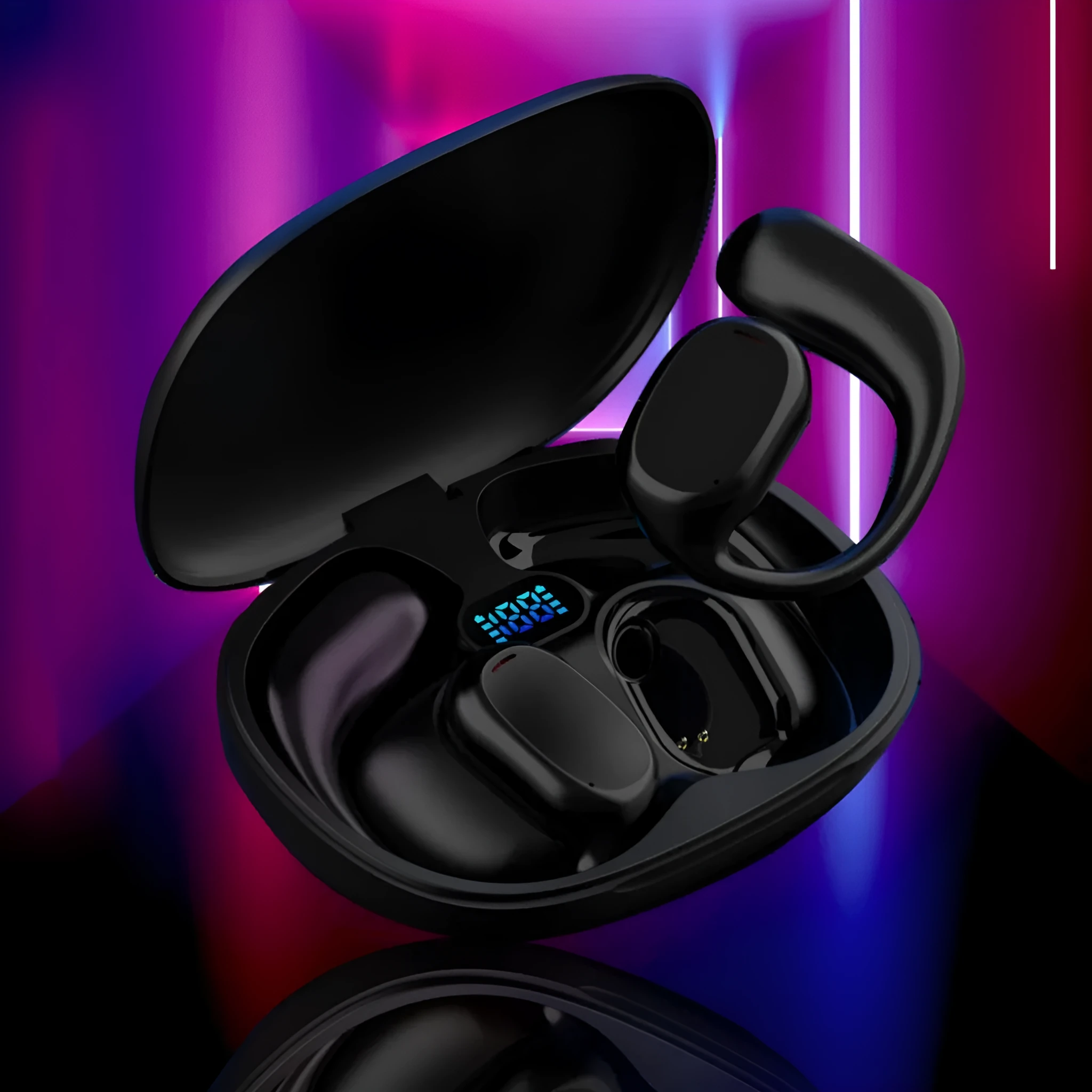 Wireless Bluetooth translation earphones with noise reduction in black colour