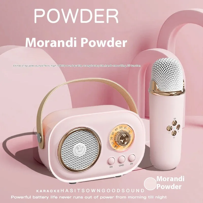 Portable Bluetooth audio speaker and wireless microphone in white with single microphone