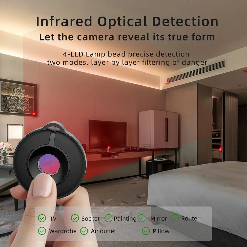 Infrared scanning anti theft anti peeping detector in black