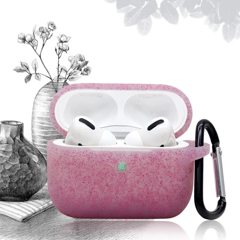 Glitter silicone clamshell protective cover for AirPods Pro in multiple colour options