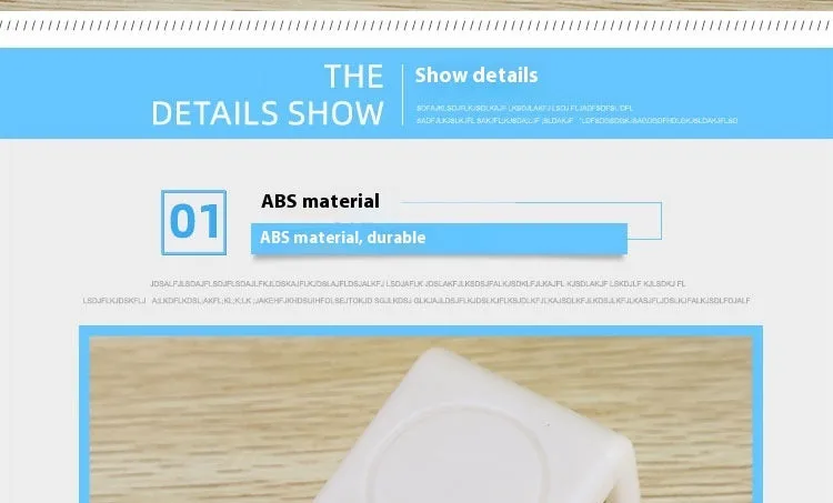 White ABS plastic corner drawer child safety lock with adhesive tape for cabinets