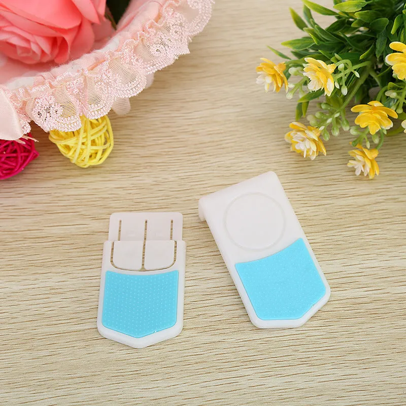 White ABS plastic corner drawer child safety lock with adhesive tape for cabinets