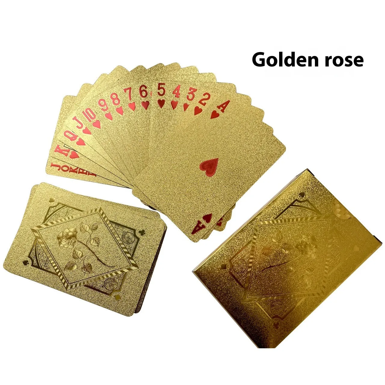 Gold foil playing cards deck with metallic finish 57 by 87 millimetres