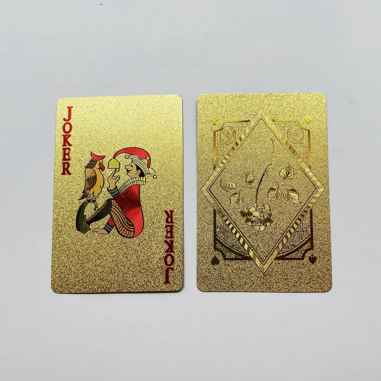 Gold foil playing cards deck with metallic finish 57 by 87 millimetres