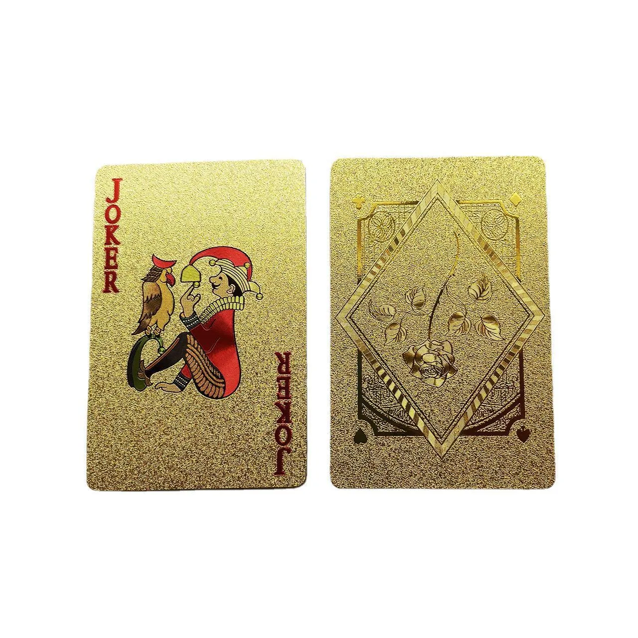 Gold foil playing cards deck with metallic finish 57 by 87 millimetres