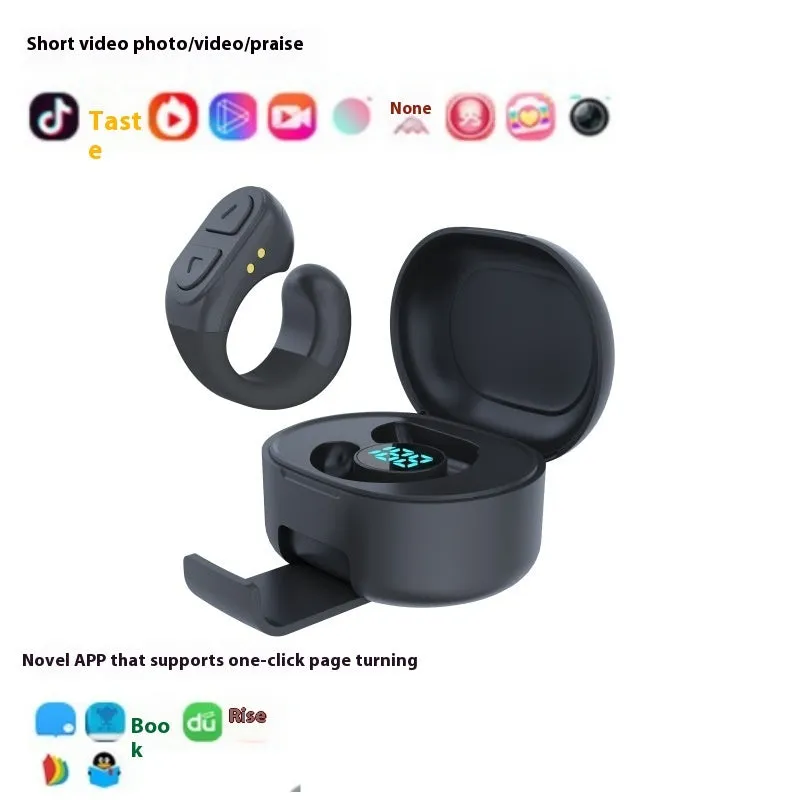TP-1 Bluetooth remote control in black with charging case, 10 metre range, 50-60 hour battery