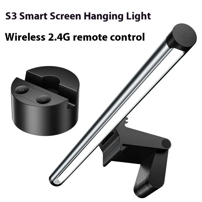 Asymmetric anti blue light screen hanging light on computer monitor with 2.4G wireless control
