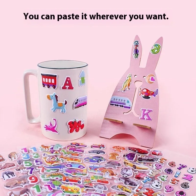 Children's 3D cartoon bubble stickers reward set with mixed men's and women's designs on sheets