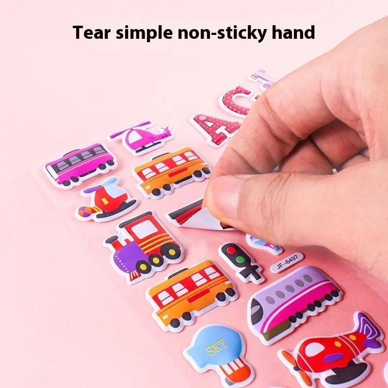 Children's 3D cartoon bubble stickers reward set with mixed men's and women's designs on sheets