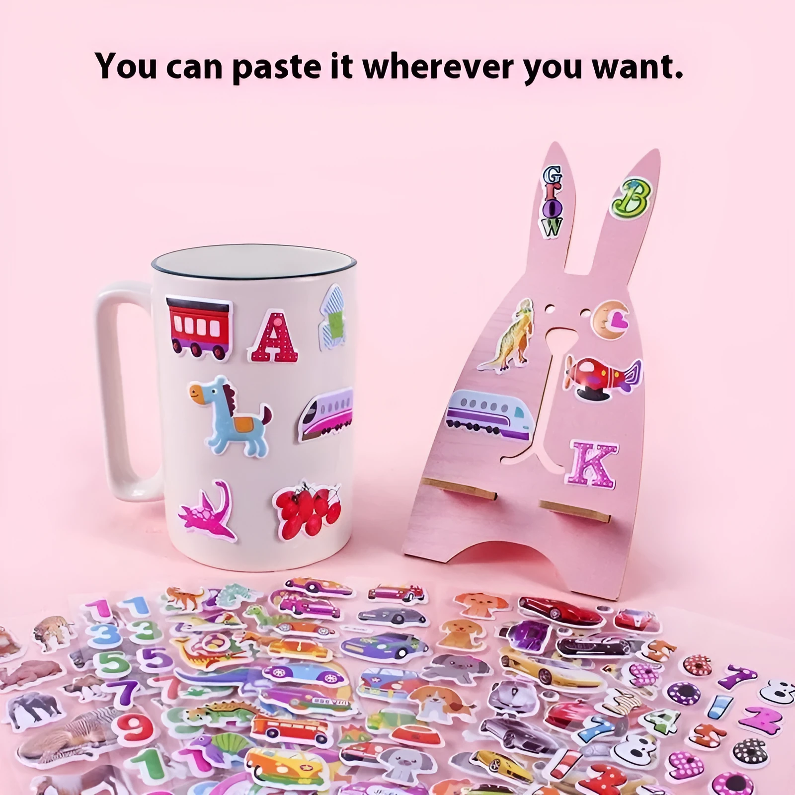 Children's 3D cartoon bubble stickers reward set with mixed men's and women's designs on sheets