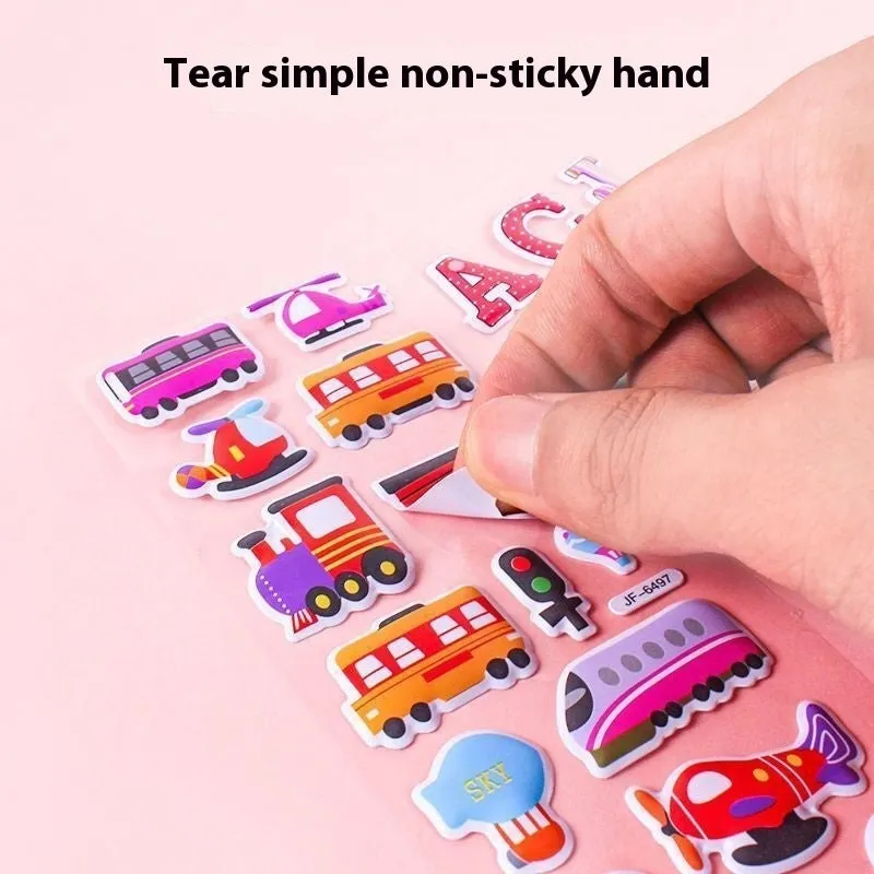 Children's 3D cartoon bubble stickers reward set with mixed men's and women's designs on sheets
