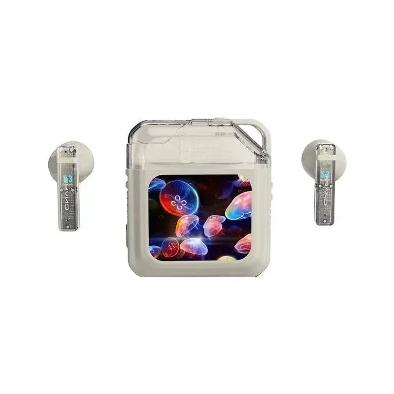 In-ear sport headset with touch colour screen and digital display in black colour