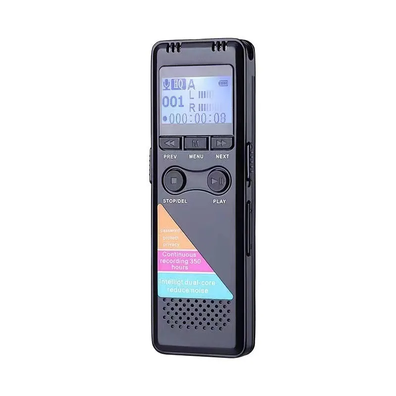 Black HD noise reduction digital recording pen with zinc alloy shell and 32GB capacity on a dark background