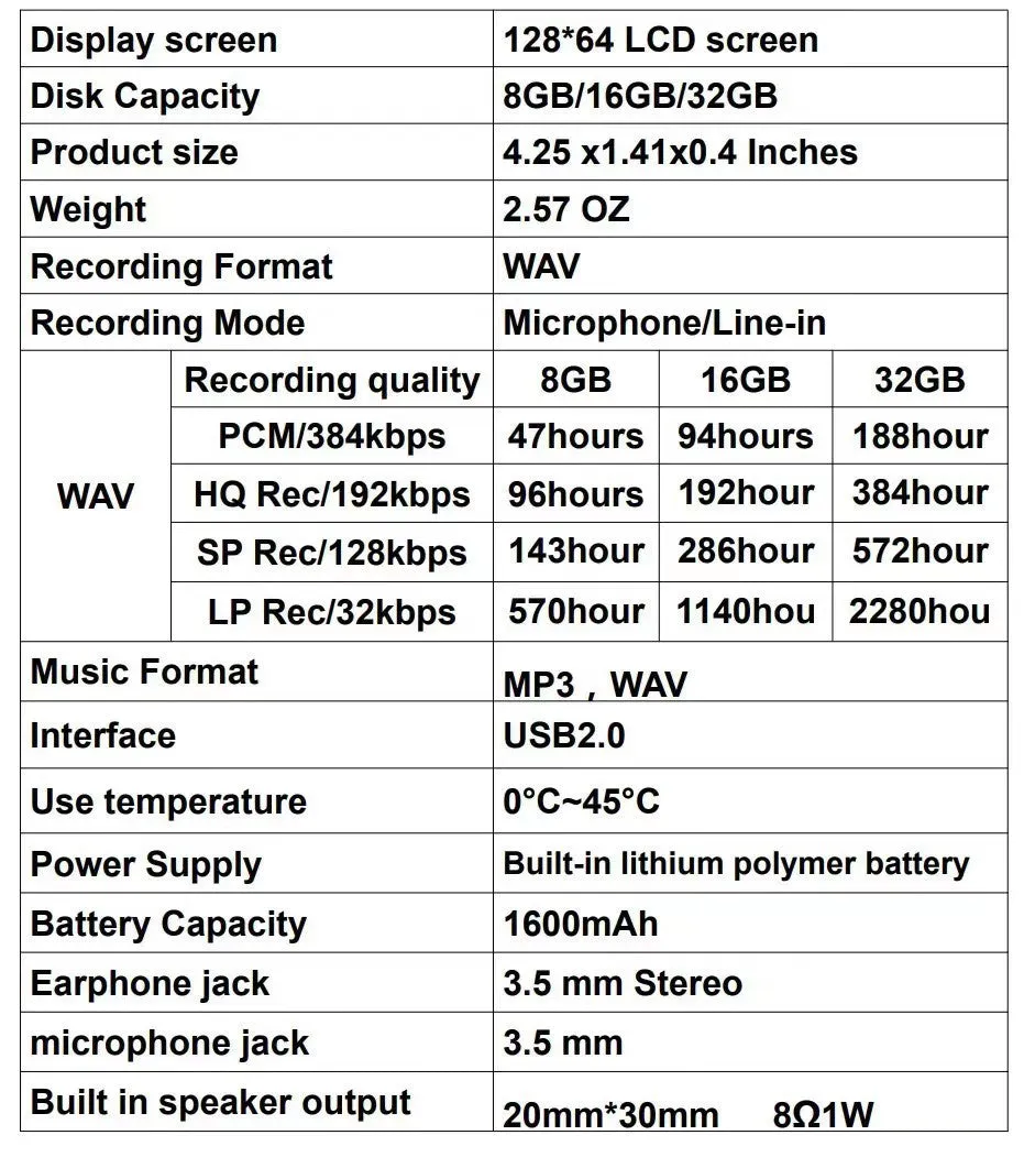 Black HD noise reduction digital recording pen with zinc alloy shell and 32GB capacity on a dark background