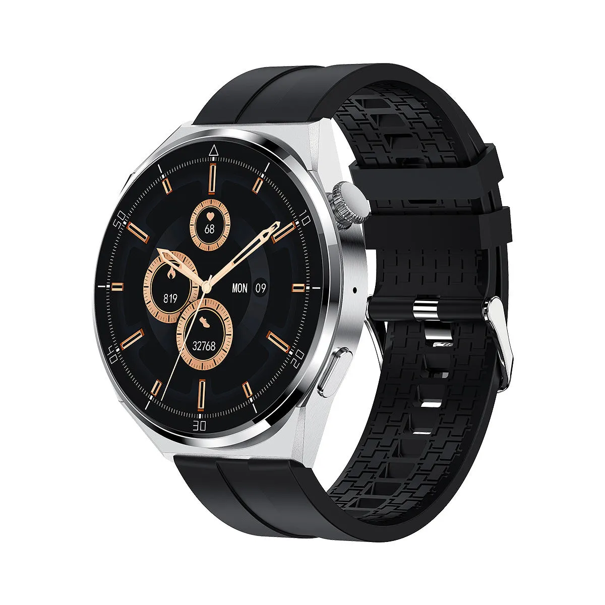 Smart watch in black with TFT screen displaying heart rate monitoring on a wrist