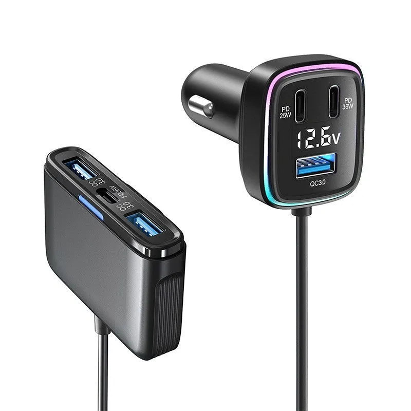 115W compact ABS PC car charger for vehicle 12-24V fast charging