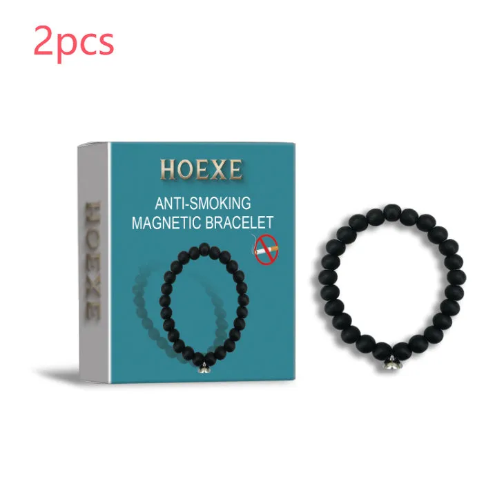 Anti-smoking magnetic bracelet with frosted stone and magnet on PET material, 6.8x6.8cm size