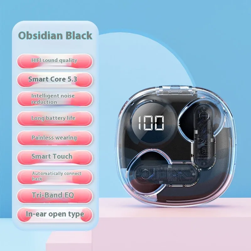 TWS capsule Bluetooth headset with digital display in black, five colour options, in-ear plastic design
